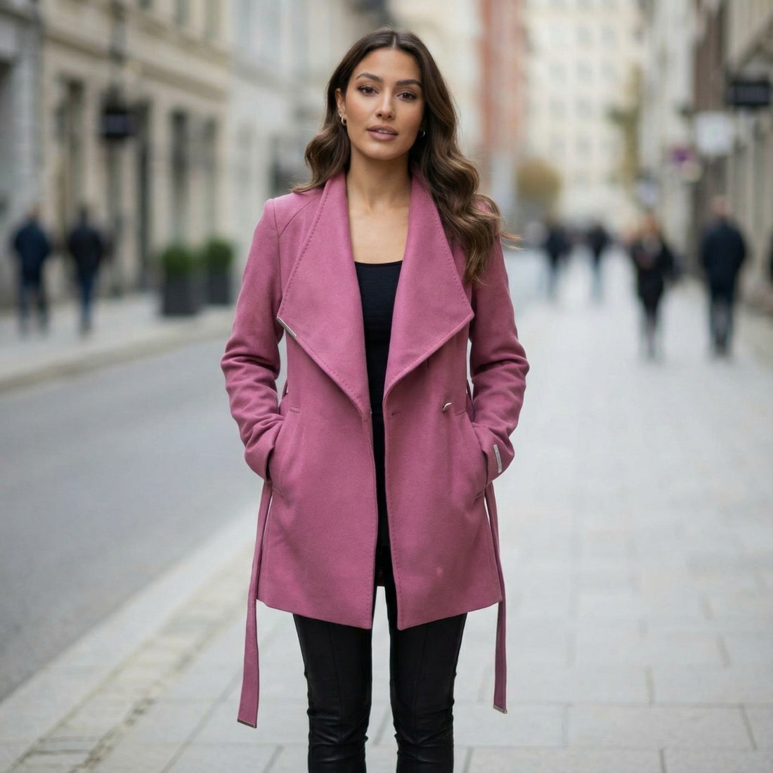 Tedbaker short wool wrap coat - dusty pink