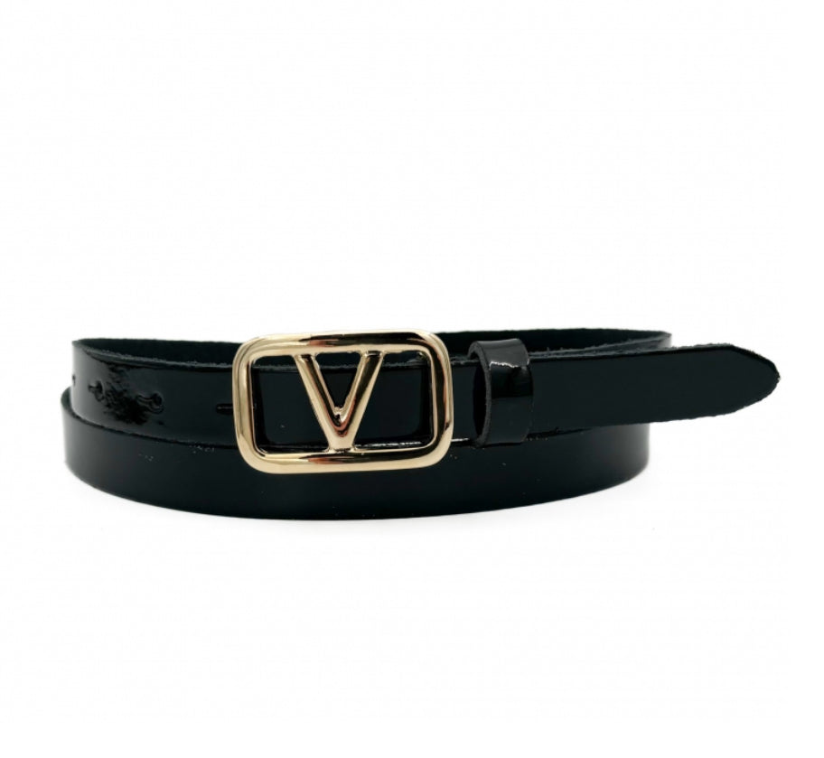 V Leather Belt 2 cm