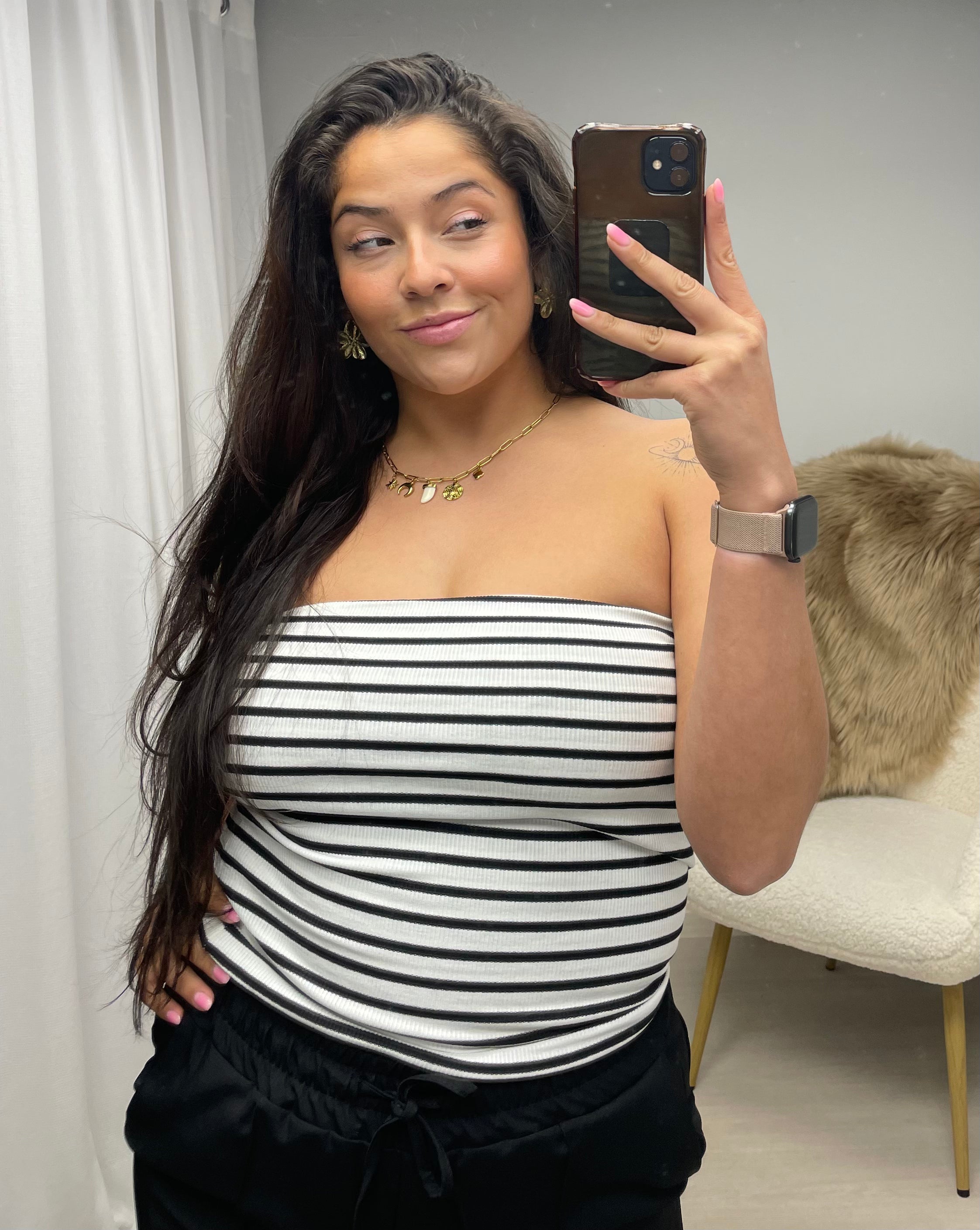 Bandeau top zwart streep