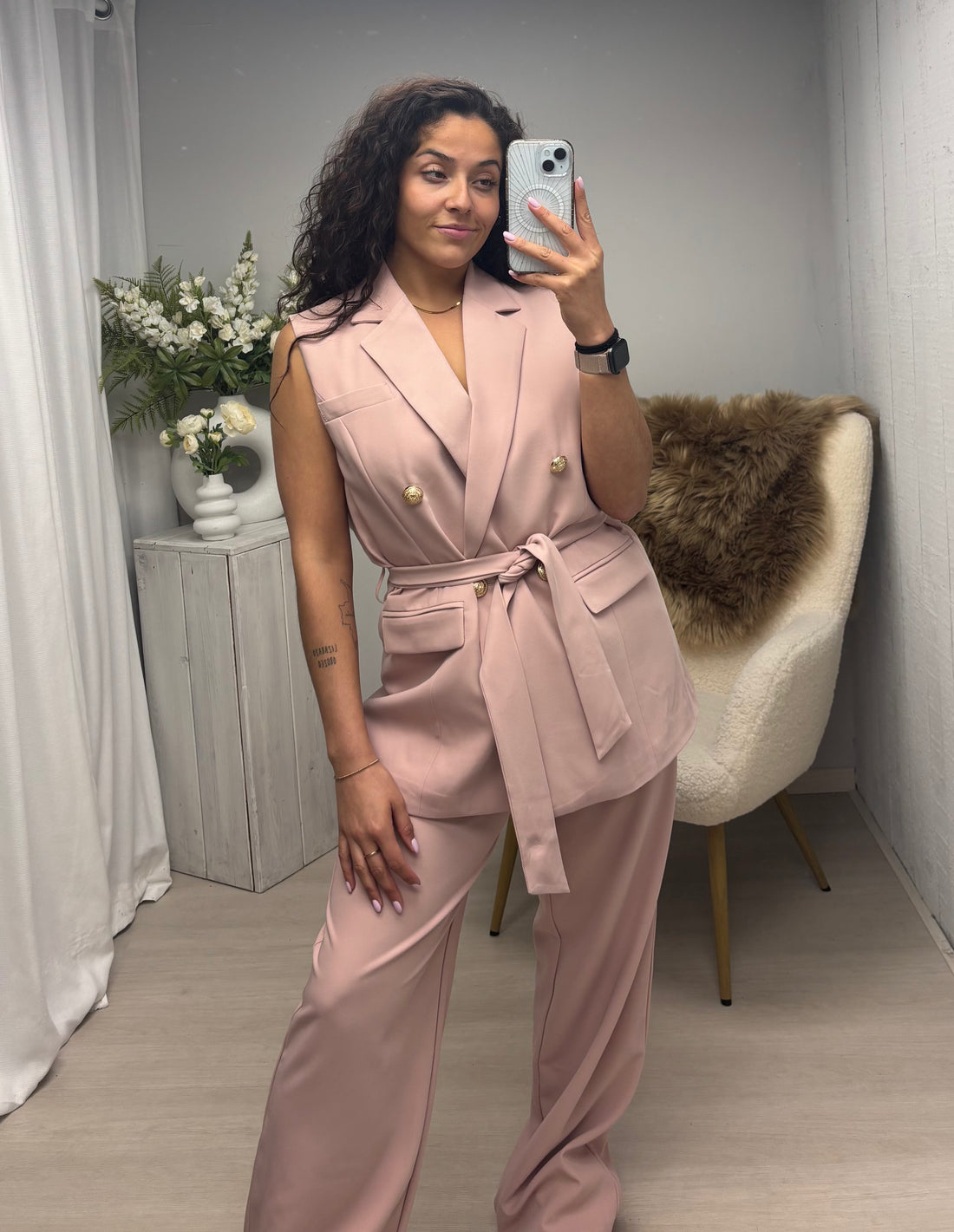 Blazer nude roze