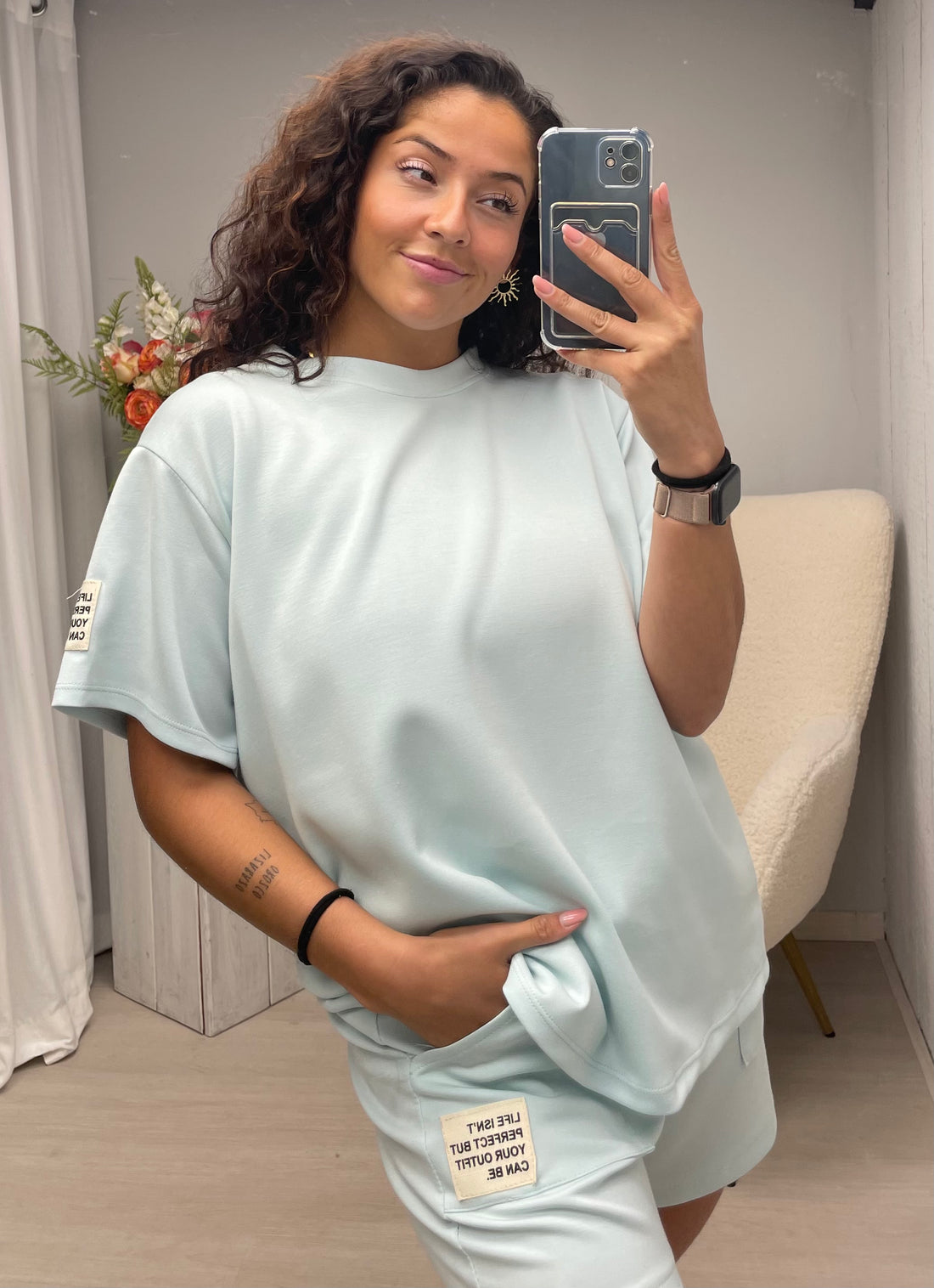 Set korte broek zacht mint