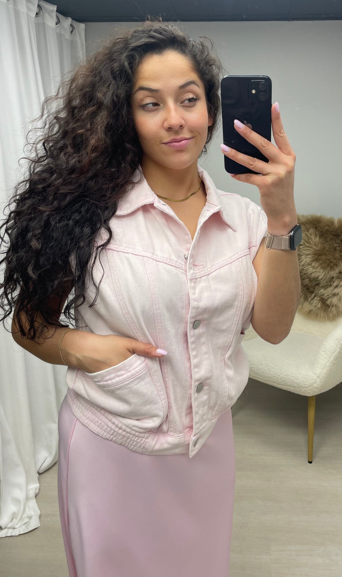 Spijkergilet pink