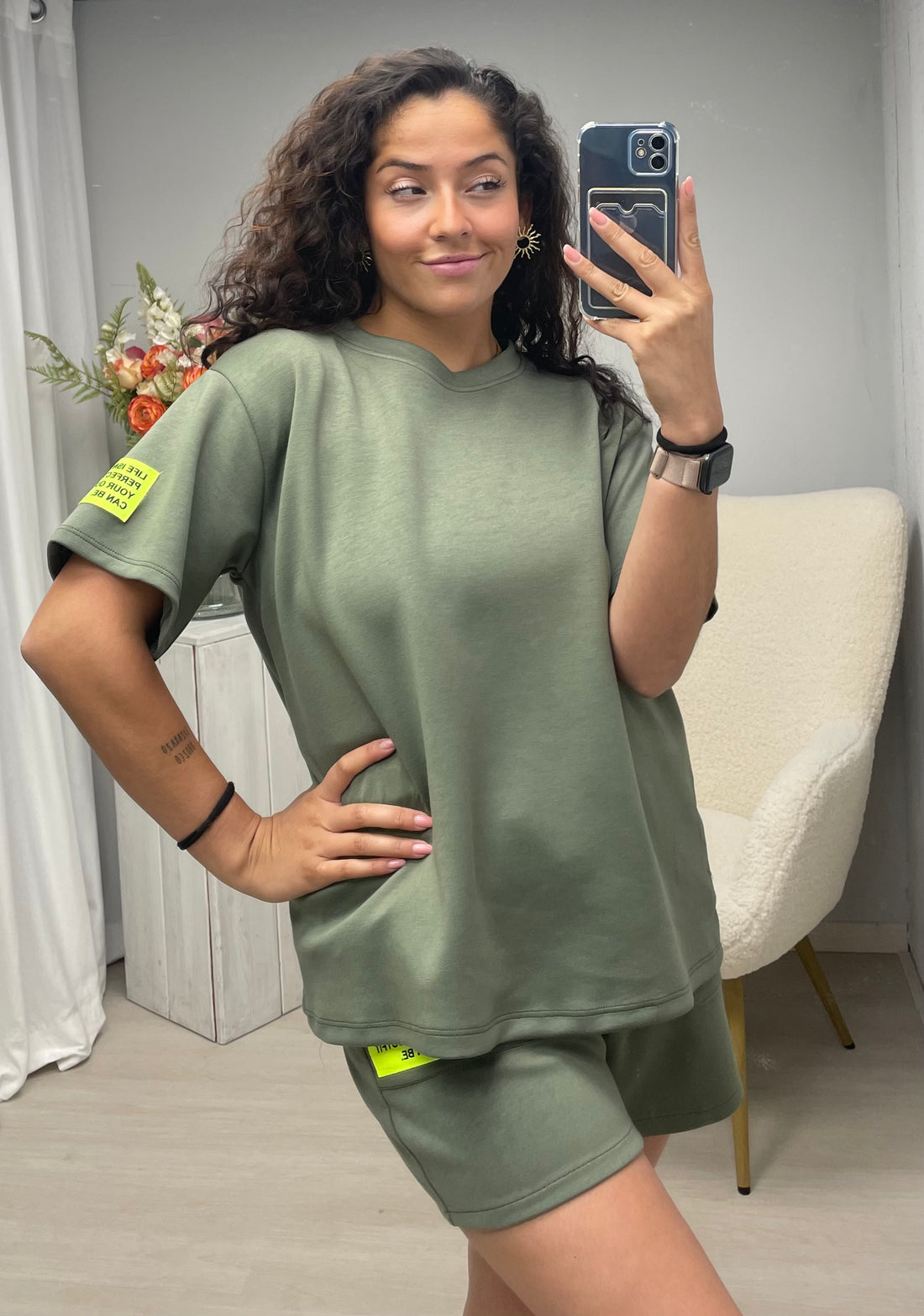 Set korte broek army green