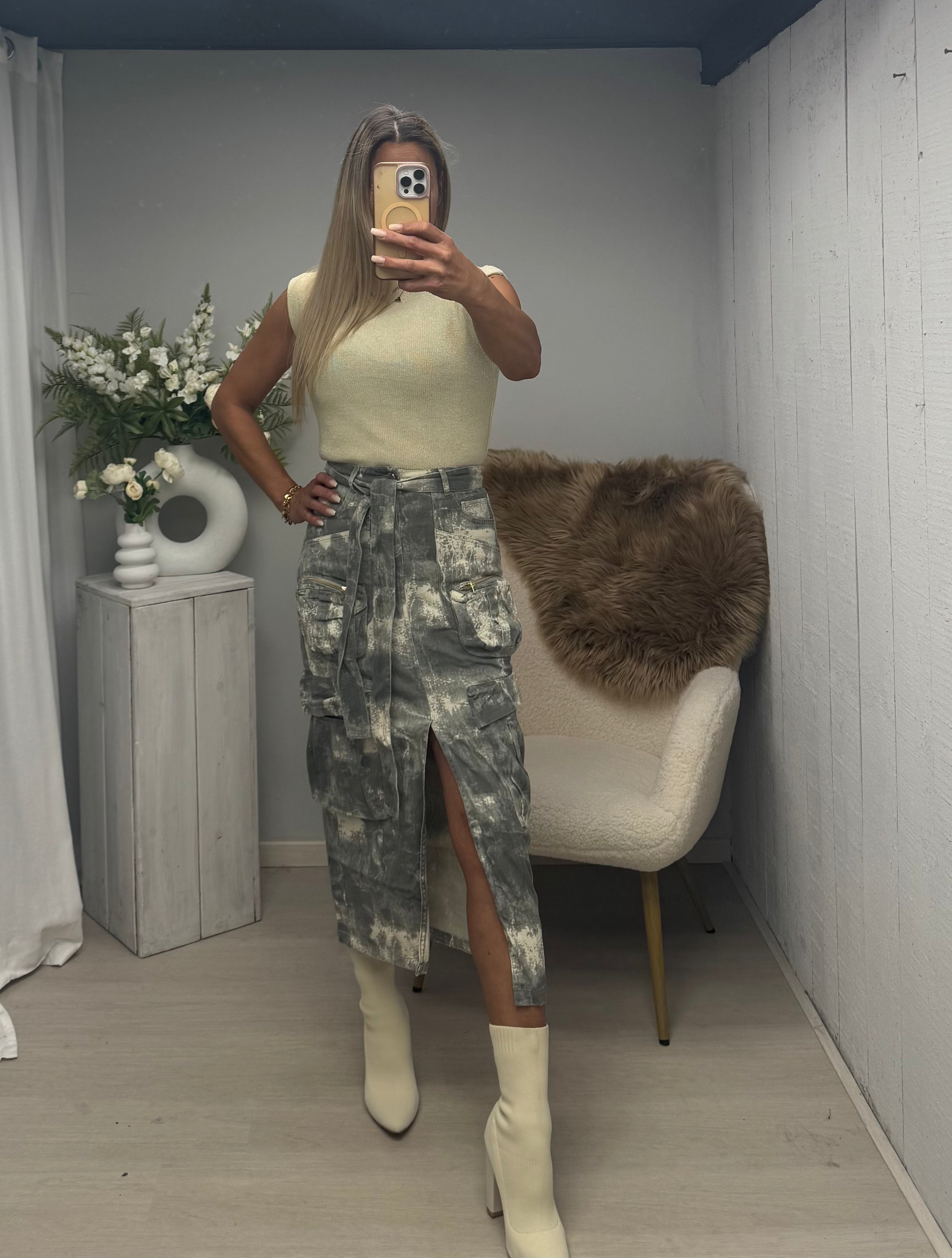 Camouflage skirt long