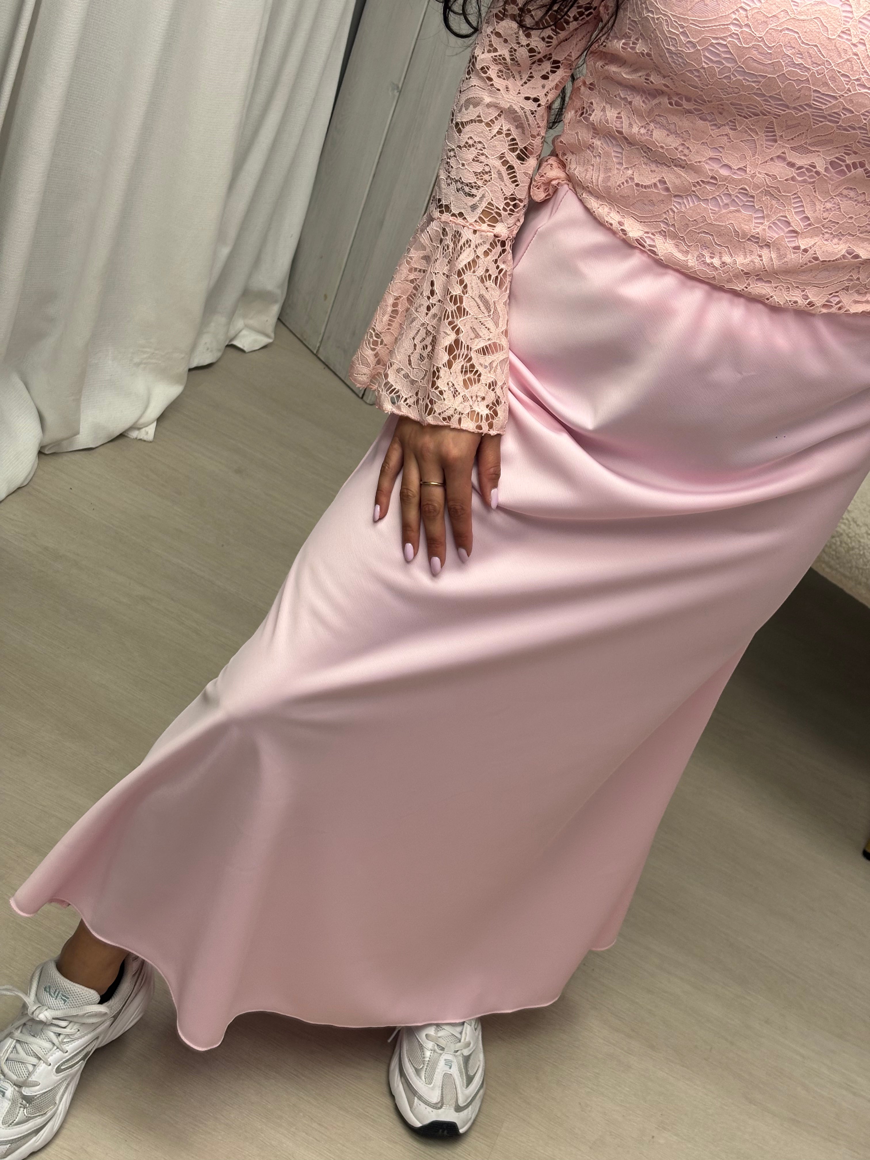 Satijnen rok soft pink