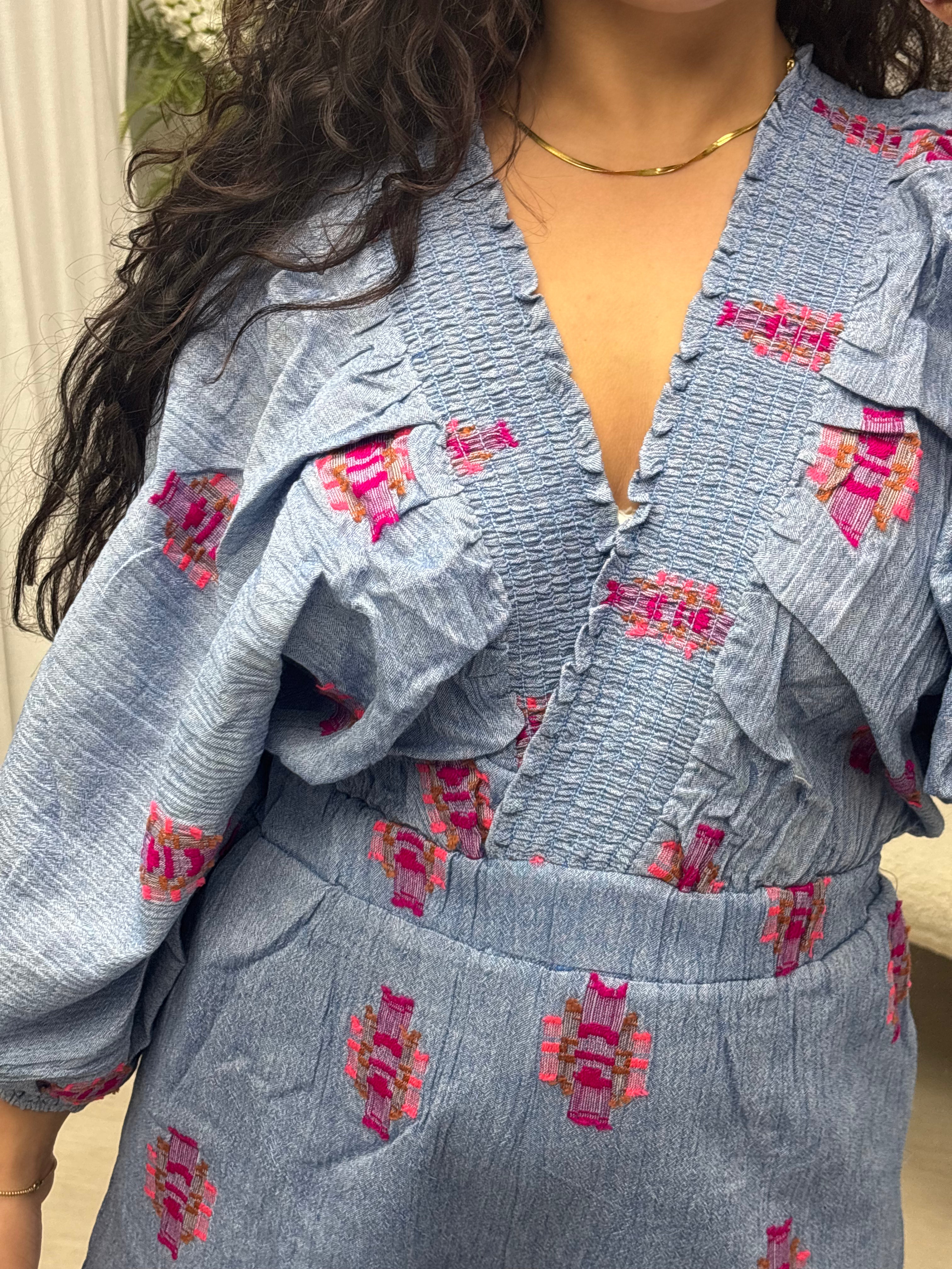 Boho playsuit bleu