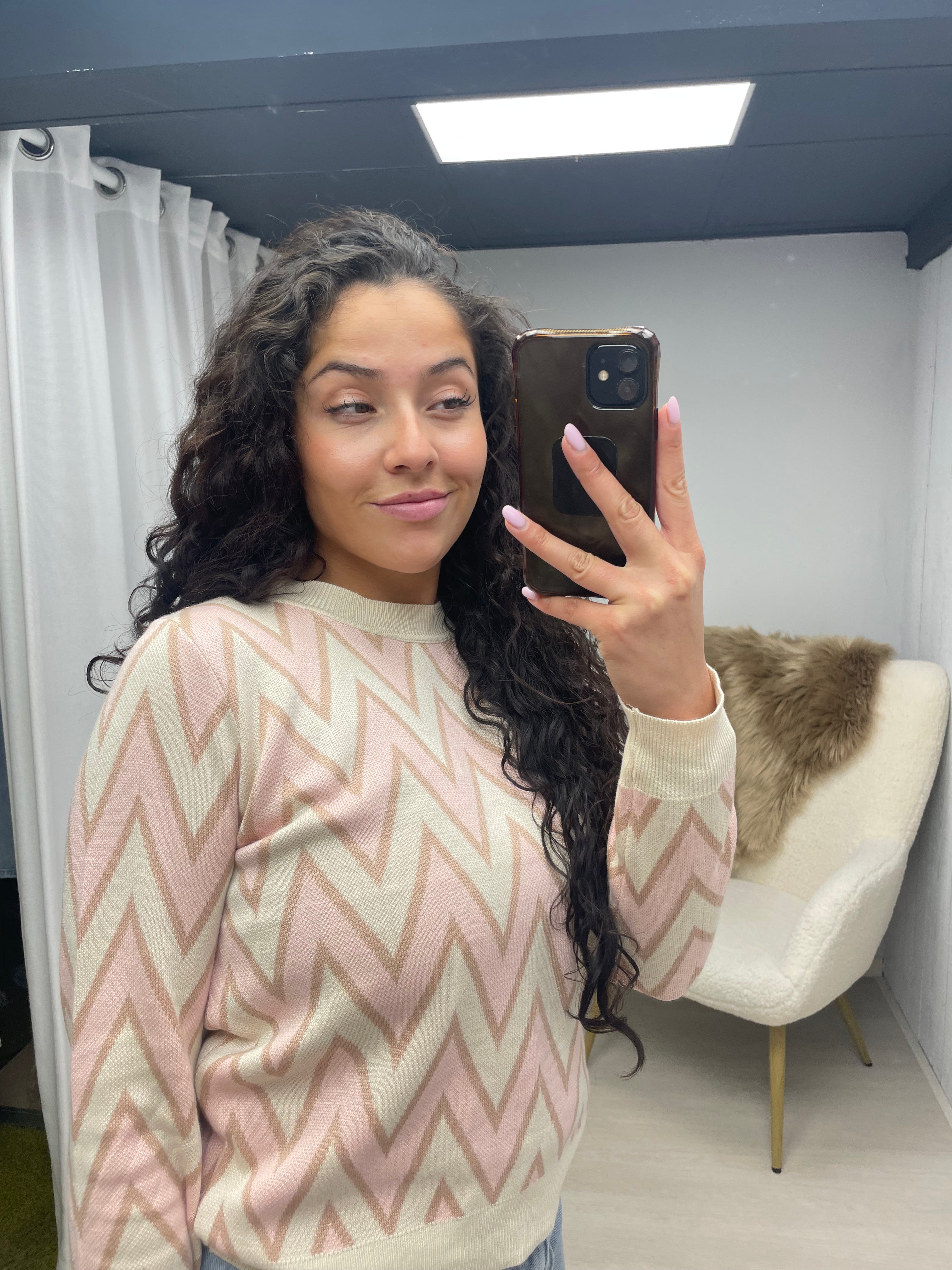 Trui zacht roze,beige