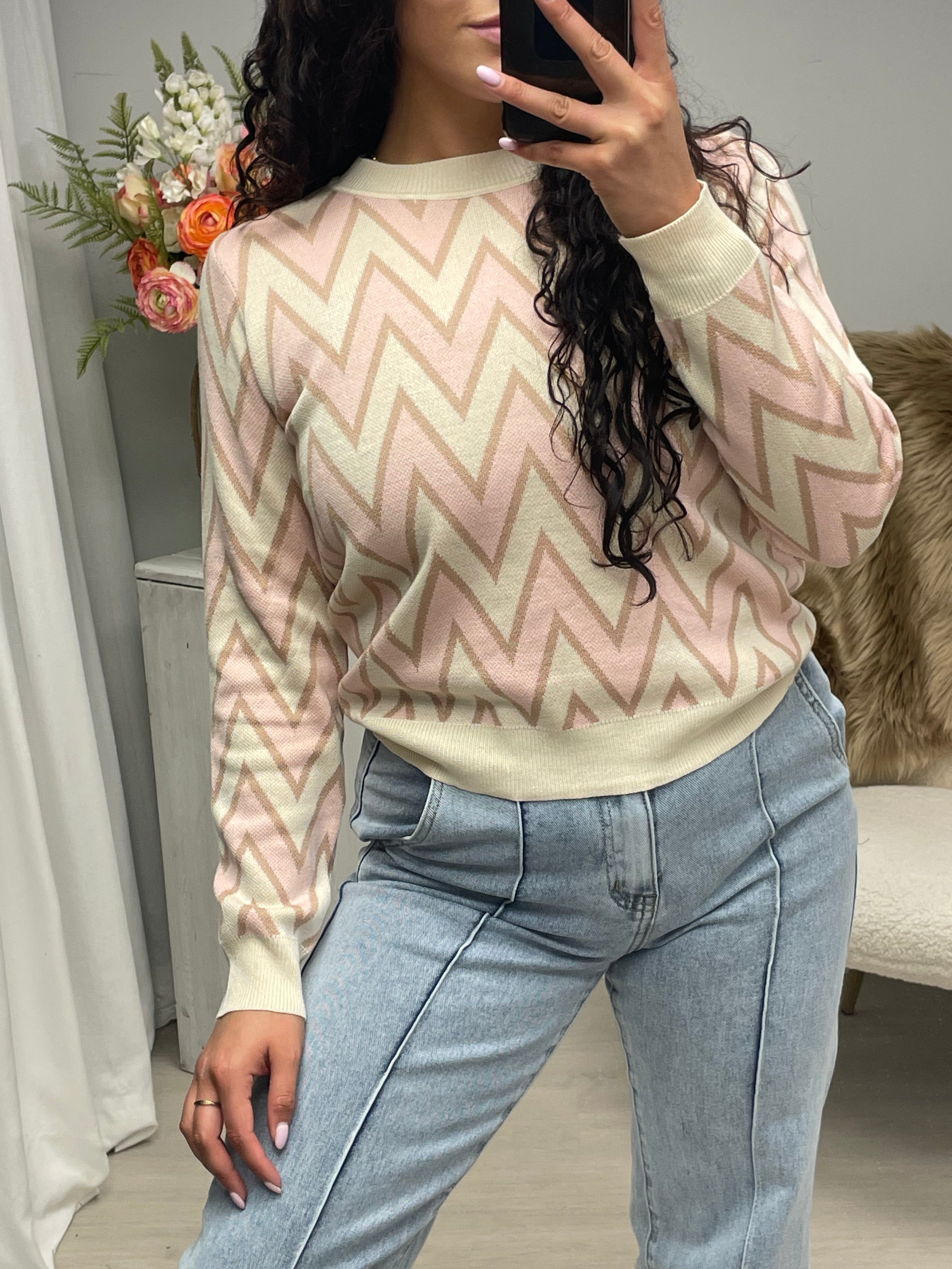 Trui zacht roze,beige