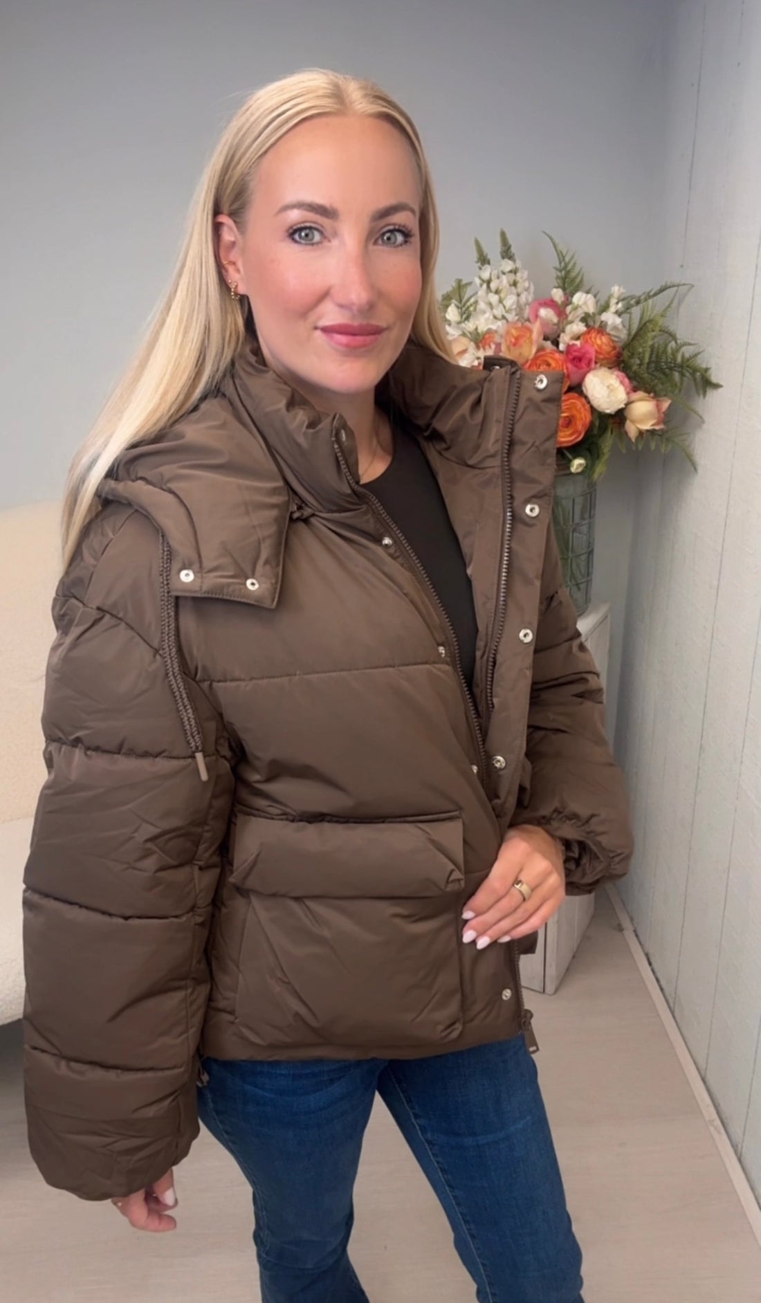 Puffer jacket bruin